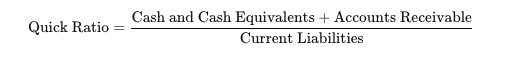 quick ratio for current ratio